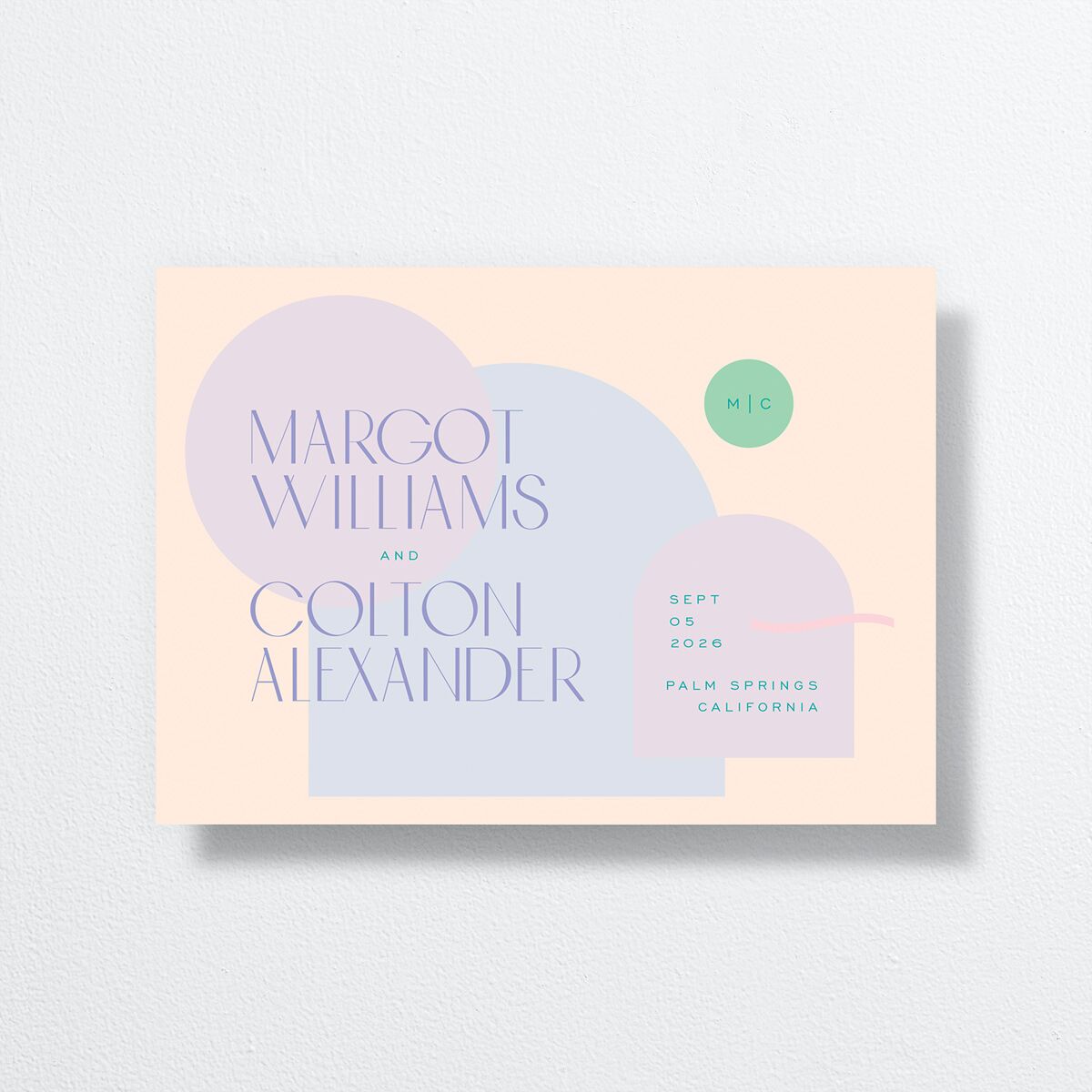 Pearlescent Shapes Save the Date Cards Sheer Lilac Signature smooth No