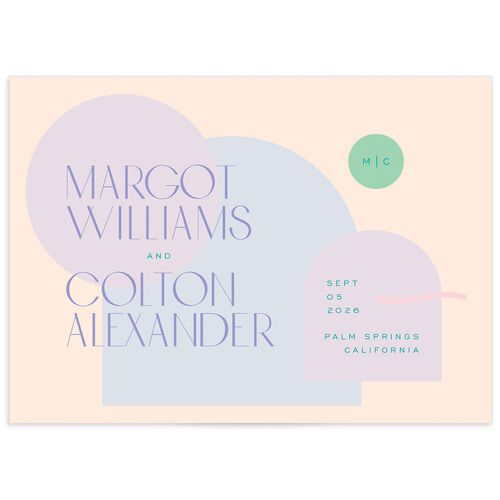 Pearlescent Shapes Save the Date Cards Sheer Lilac Signature smooth No