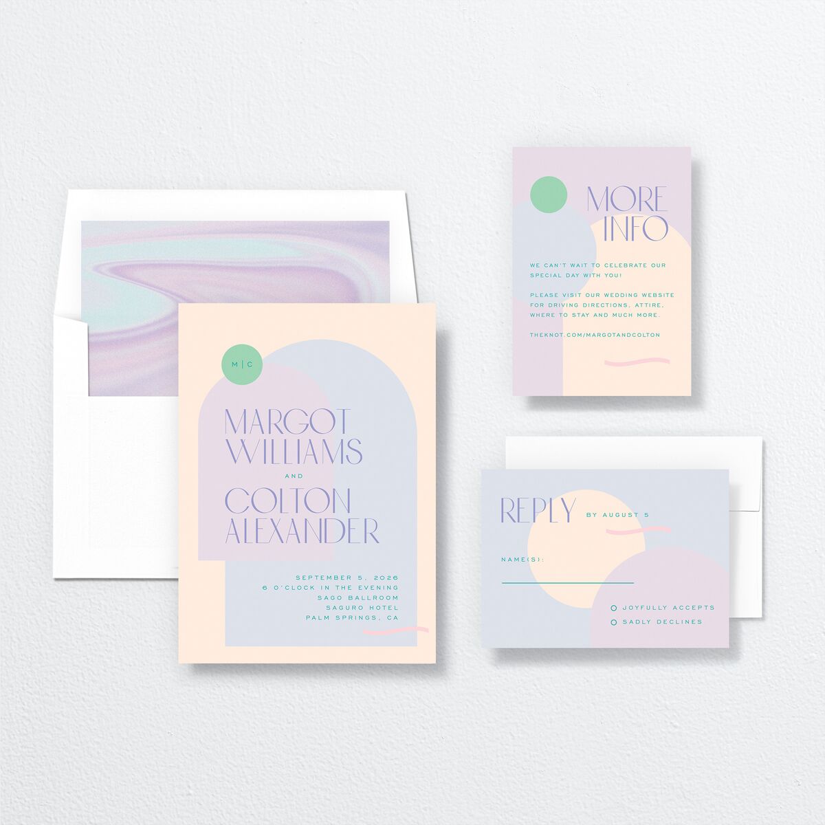 Pearlescent Shapes Wedding Invitations Sheer Lilac Signature No