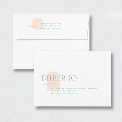 Pearlescent Shapes Wedding Invitation Envelopes White Standard Sheer Lilac Both Recipient and Return Addresses