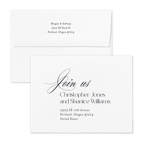 Romantic Movie Poster Thank You Card Envelopes White Navy Both Recipient and Return Addresses Signature Standard