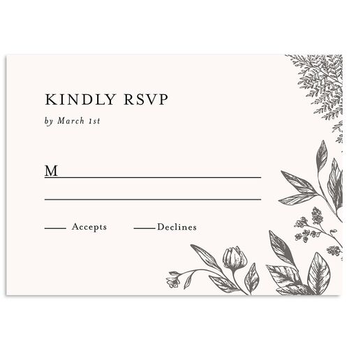 Classic Botanical Border Wedding Response Cards Charcoal Signature Standard