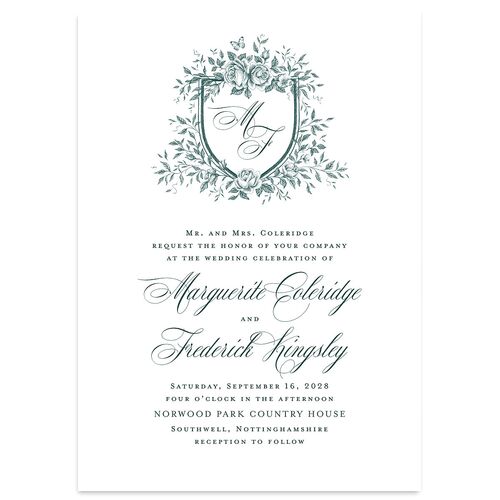 Elegant Rose Crest Wedding Invitations Forest Signature Blank No Standard