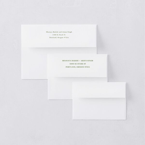Indian Painted Henna Save The Date Card Envelopes White Scottish Green Both Recipient and Return Addresses Signature Standard