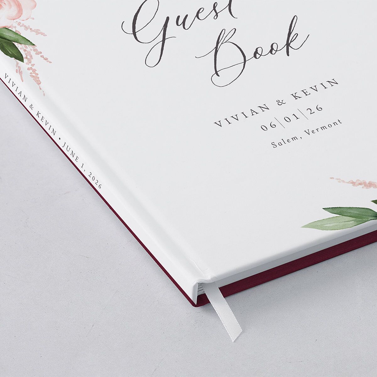 Beloved Floral Wedding Guest Book Dark Berry