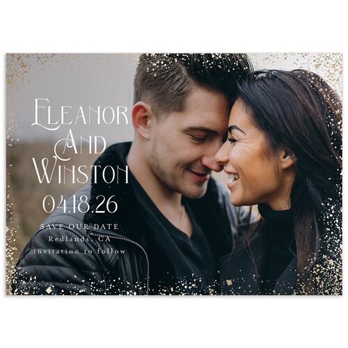 Be Our Guest Save the Date Cards Gold Navy Signature smooth No Standard
