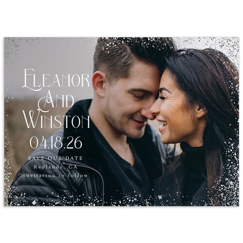 Be Our Guest Save the Date Cards Silver Navy Signature smooth No Standard