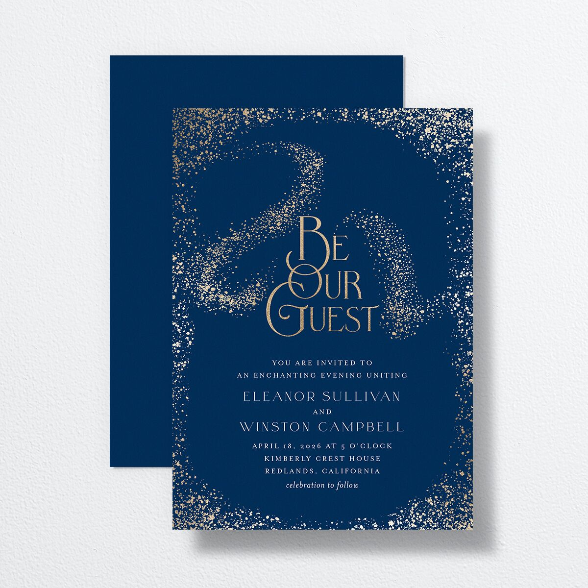 Be Our Guest Wedding Invitations Gold Navy Signature No Standard