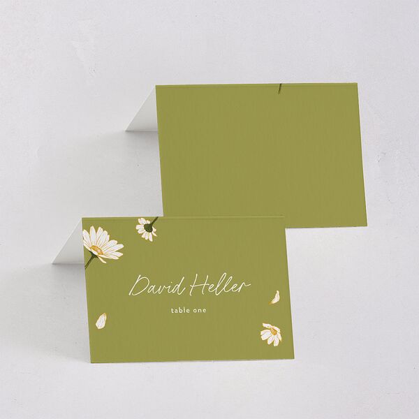 Monogram Daisies Place Cards Olive Signature