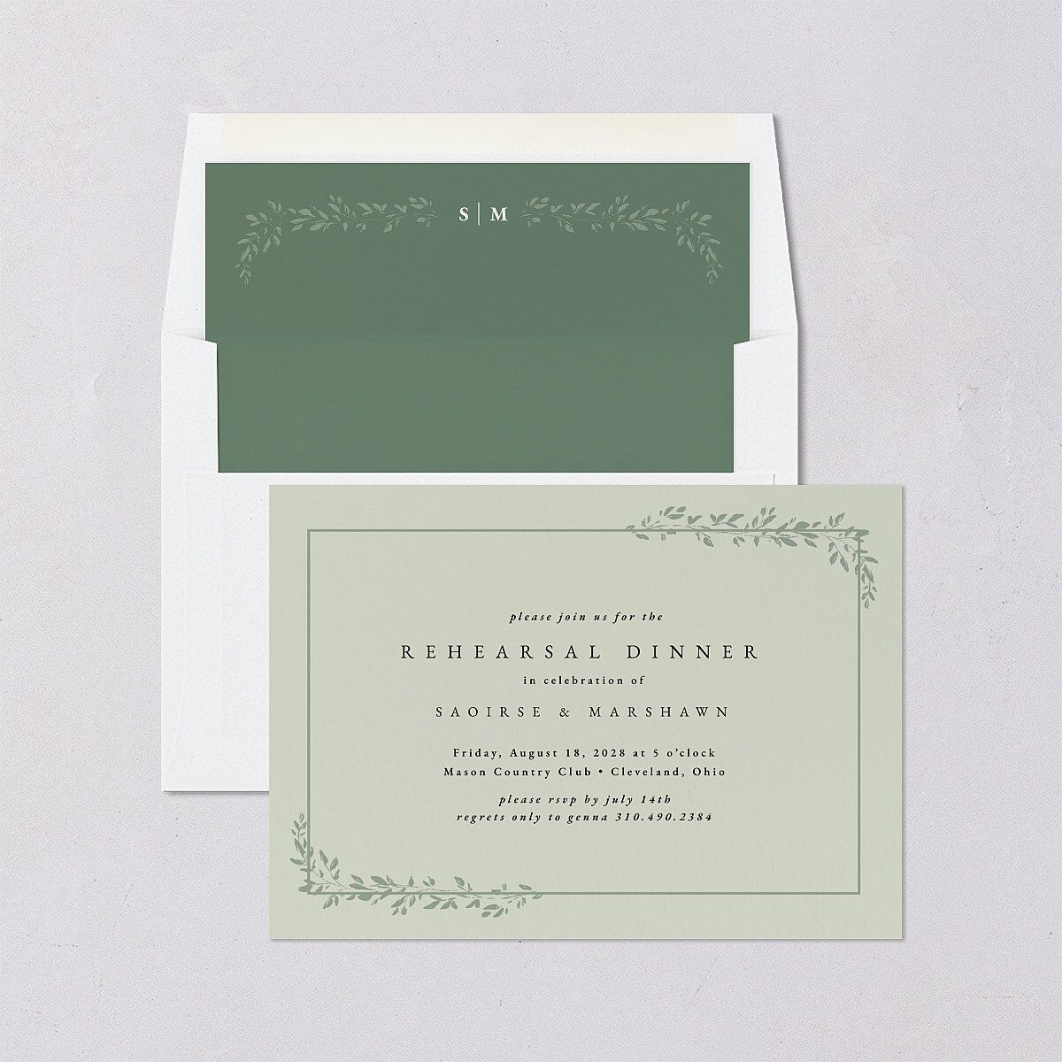 Dainty Frame Rehearsal Dinner Invitations Thyme Signature Blank Standard