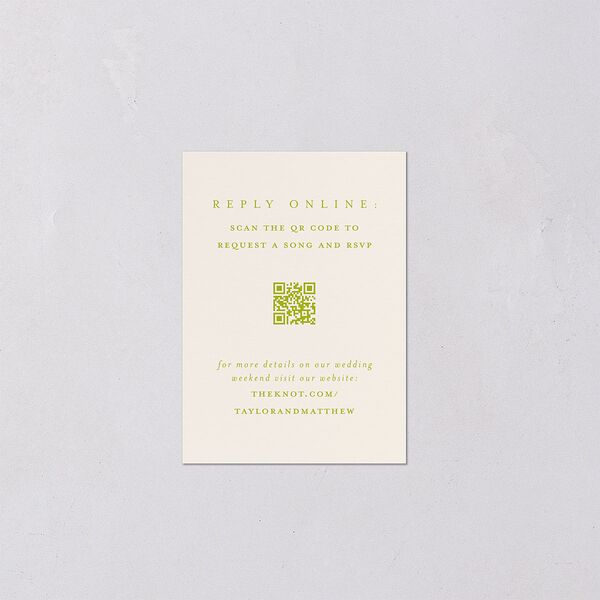Modern Wedding Of Calligraphy QR Code RSVP Cards Chartreuse Signature Standard