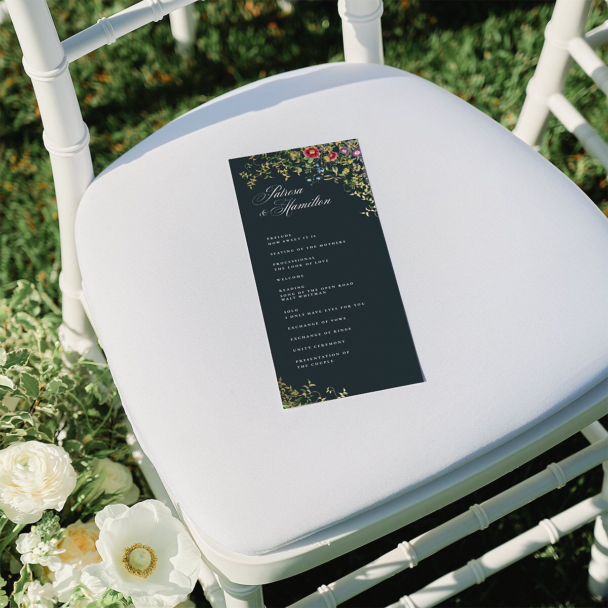 Opulent Garden Foil Wedding Programs Gold Dark Emerald Signature