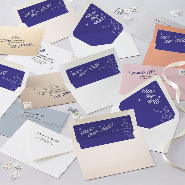 Mood Board Save the Date Cards Sapphire Signature smooth Blank No