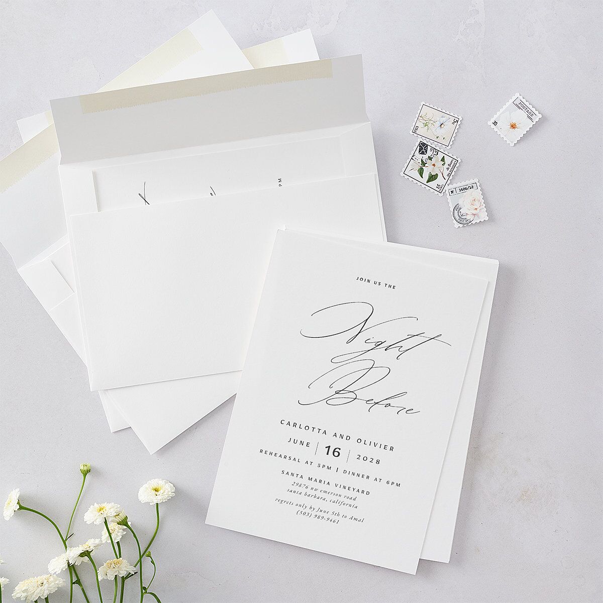 Simply Classic Rehearsal Dinner Invitations Charcoal Signature Blank Standard