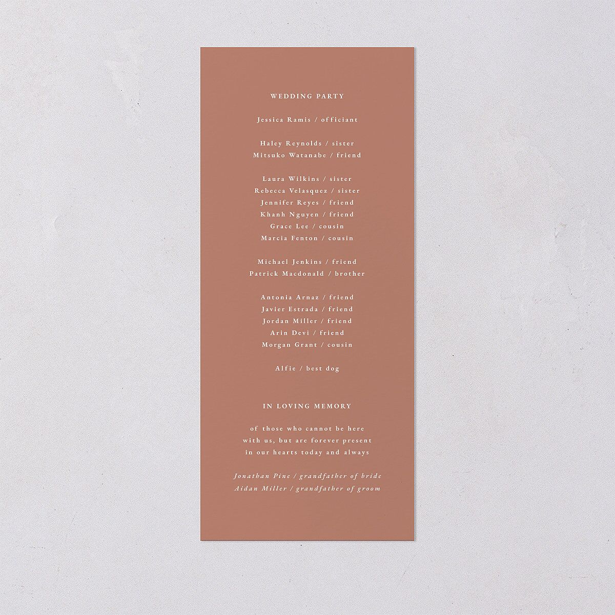 Striking Scene Wedding Programs Dusty Rose Signature