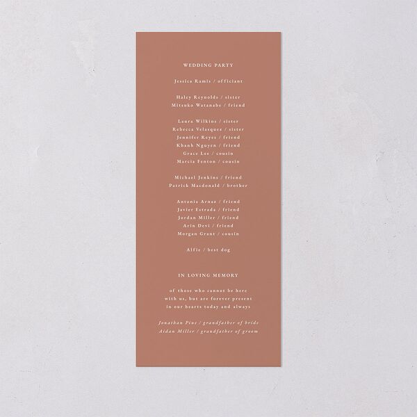 Striking Scene Wedding Programs Dusty Rose Signature