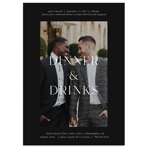 Manhattan Rehearsal Dinner Invitations Charcoal Signature Blank Standard