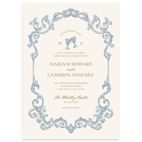 Romantic Fantasy Wedding Invitations Dusty Blue Signature Blank No Standard