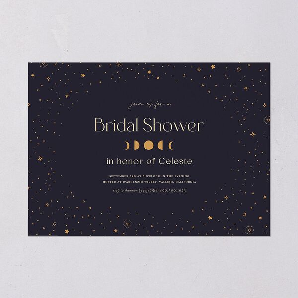 Celestial Galaxy Bridal Shower Invitations Dark Navy Signature Blank Standard