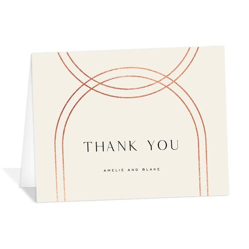 Foil Arch Thank You Cards Rose Gold Bisque