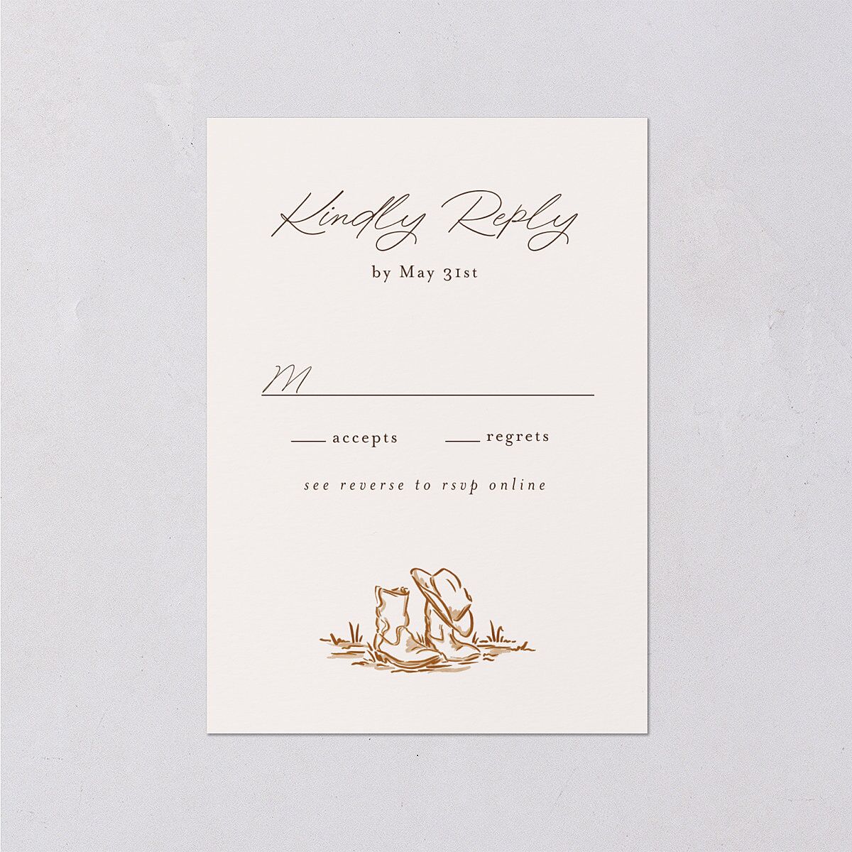 Western Wild Horses Wedding Response Cards Copper Signature