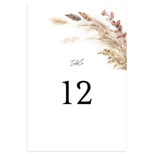 Soft Pampas Botanical Table Numbers Pure White Signature