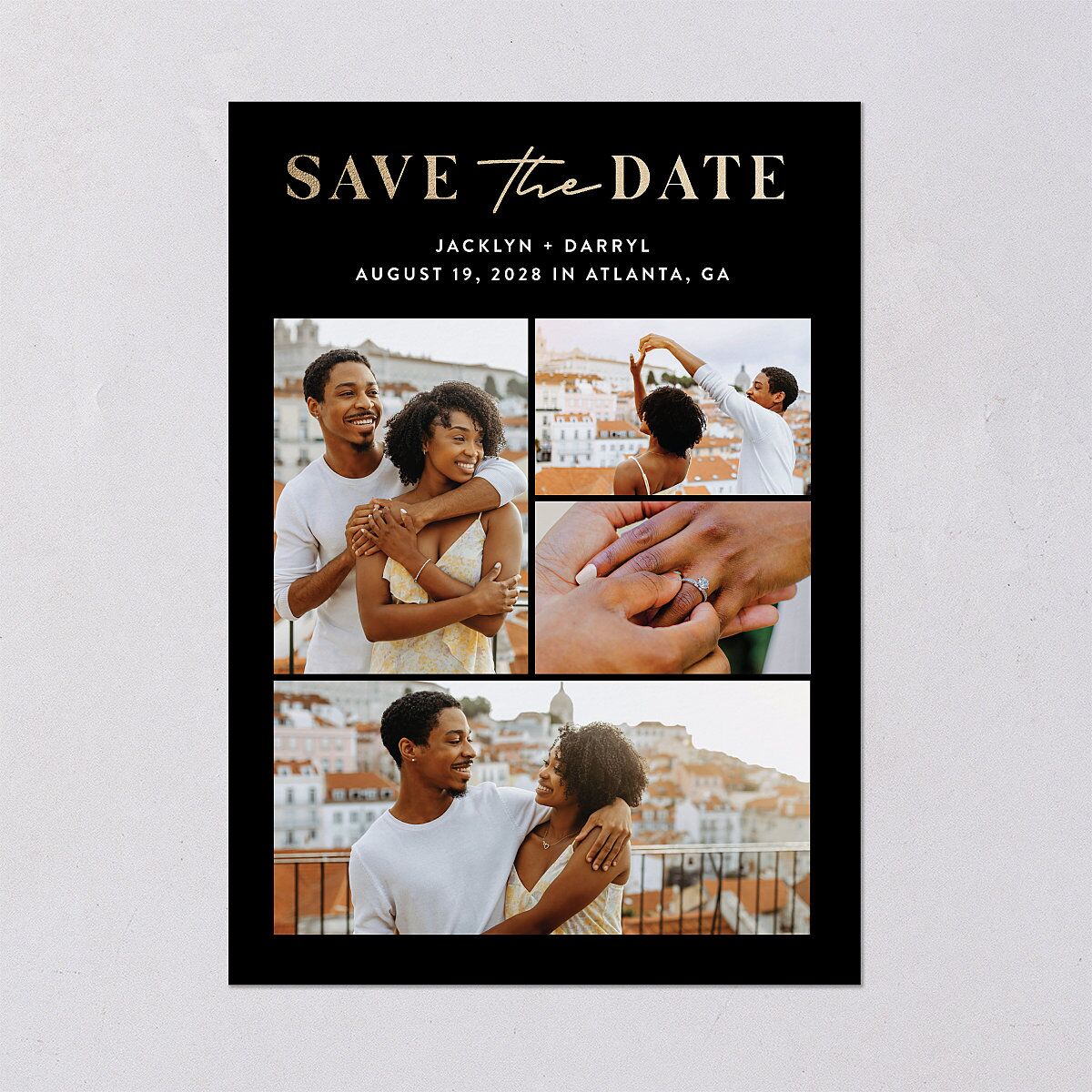 Gilded Photo Grid Save the Date Cards — view 2