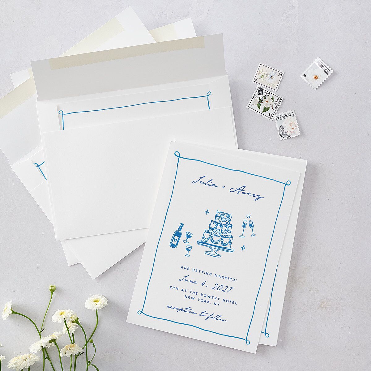 Hand Drawn Cake Wedding Invitations — view 4