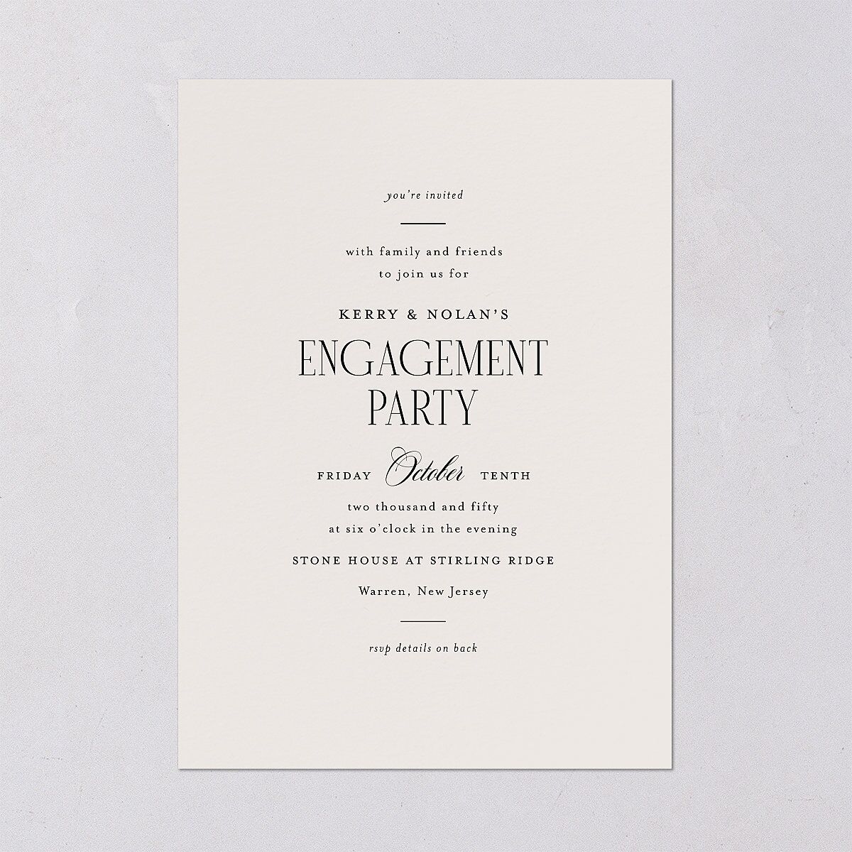 Cosmopolitan Engagement Party Invitations Champagne Signature Blank Standard