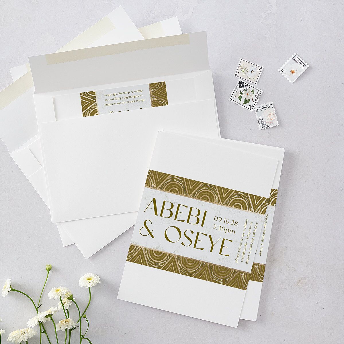 Gilded Sahara Pattern Wedding Invitations — view 4
