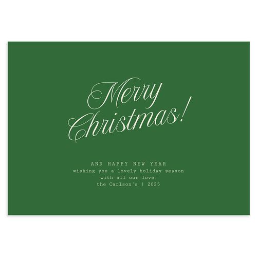 Vintage Script Christmas Holiday Cards Jewel Green Signature Blank