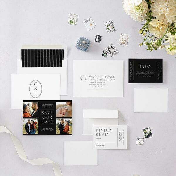 Surround Save The Date Cards Charcoal Signature smooth Blank No Standard