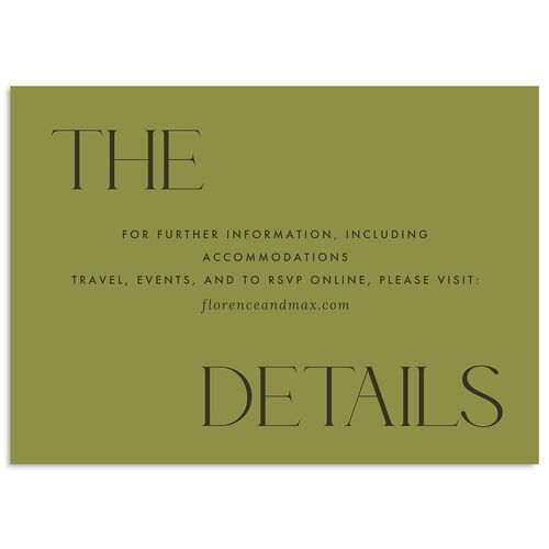 Modern Initials Wedding Event Detail Cards Olive Signature Standard