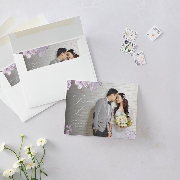 Monochrome Blooms Thank You Cards Gold Sheer Lilac