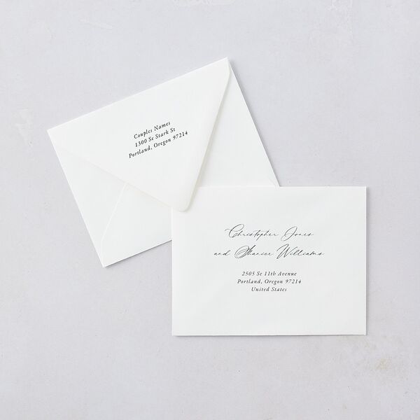 Timeless Floral Hoop Thank You Card Euro Envelopes White Luxe Pure White Both Recipient and Return Addresses Signature