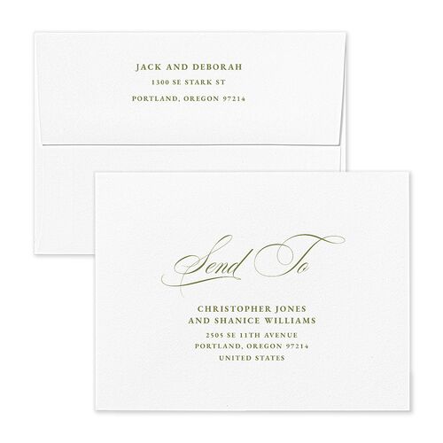 Gilded Wreath Thank You Card Envelopes Blue Dusty Blue Return Address Signature Standard