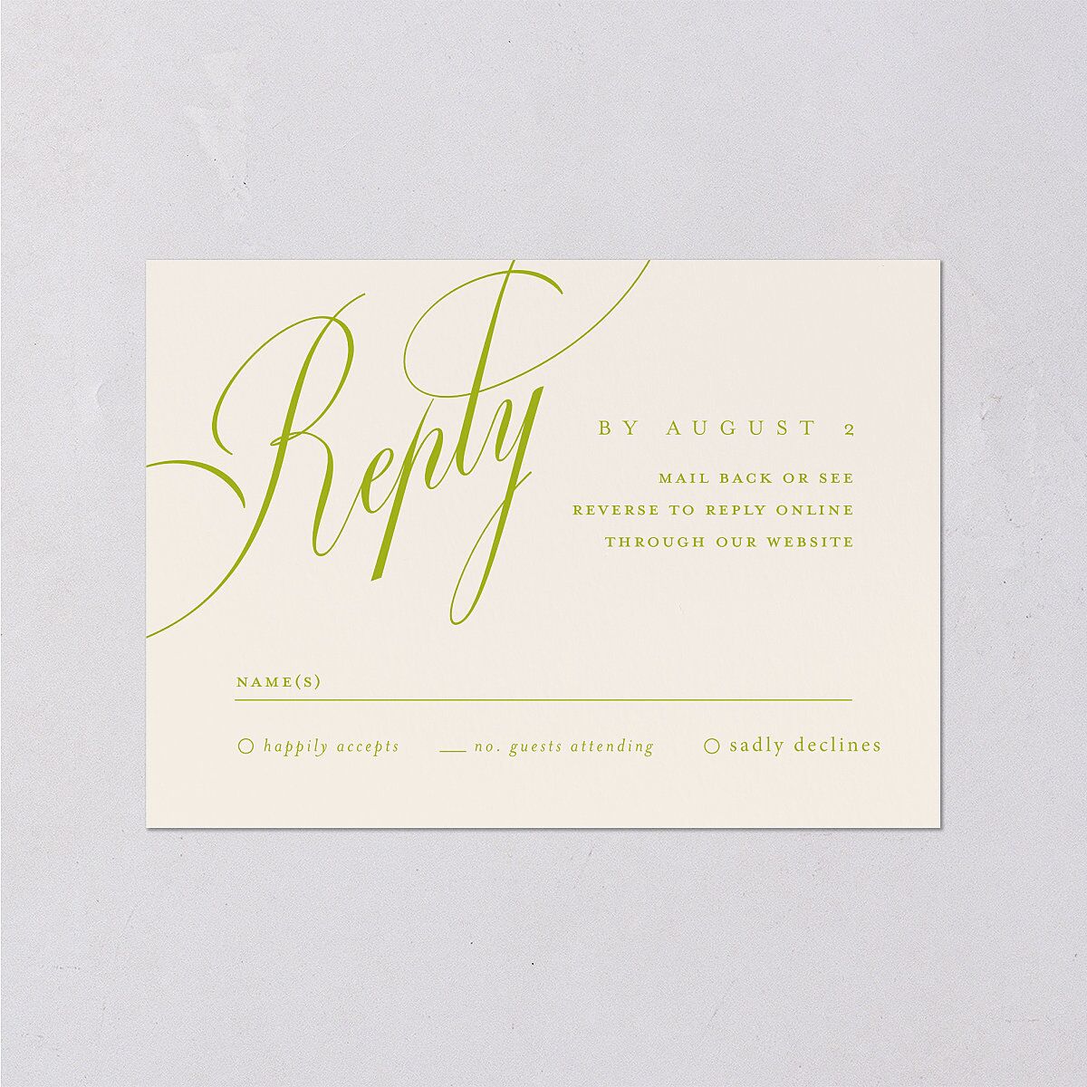Modern Wedding Of Calligraphy Wedding Response Cards Chartreuse Signature Standard