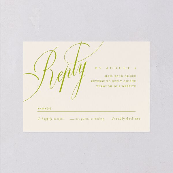 Modern Wedding Of Calligraphy Wedding Response Cards Chartreuse Signature Standard