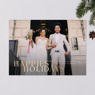 Happiest Holidays Holiday Cards Gold Merlot Signature Blank Standard Landscape