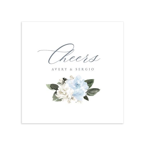 Floral Accent Cocktail Napkins Dusty Blue Napkin Uncoined