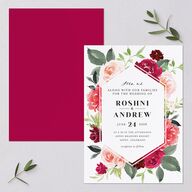 Vibrant Floral Wedding Invitations Raspberry Signature Blank No