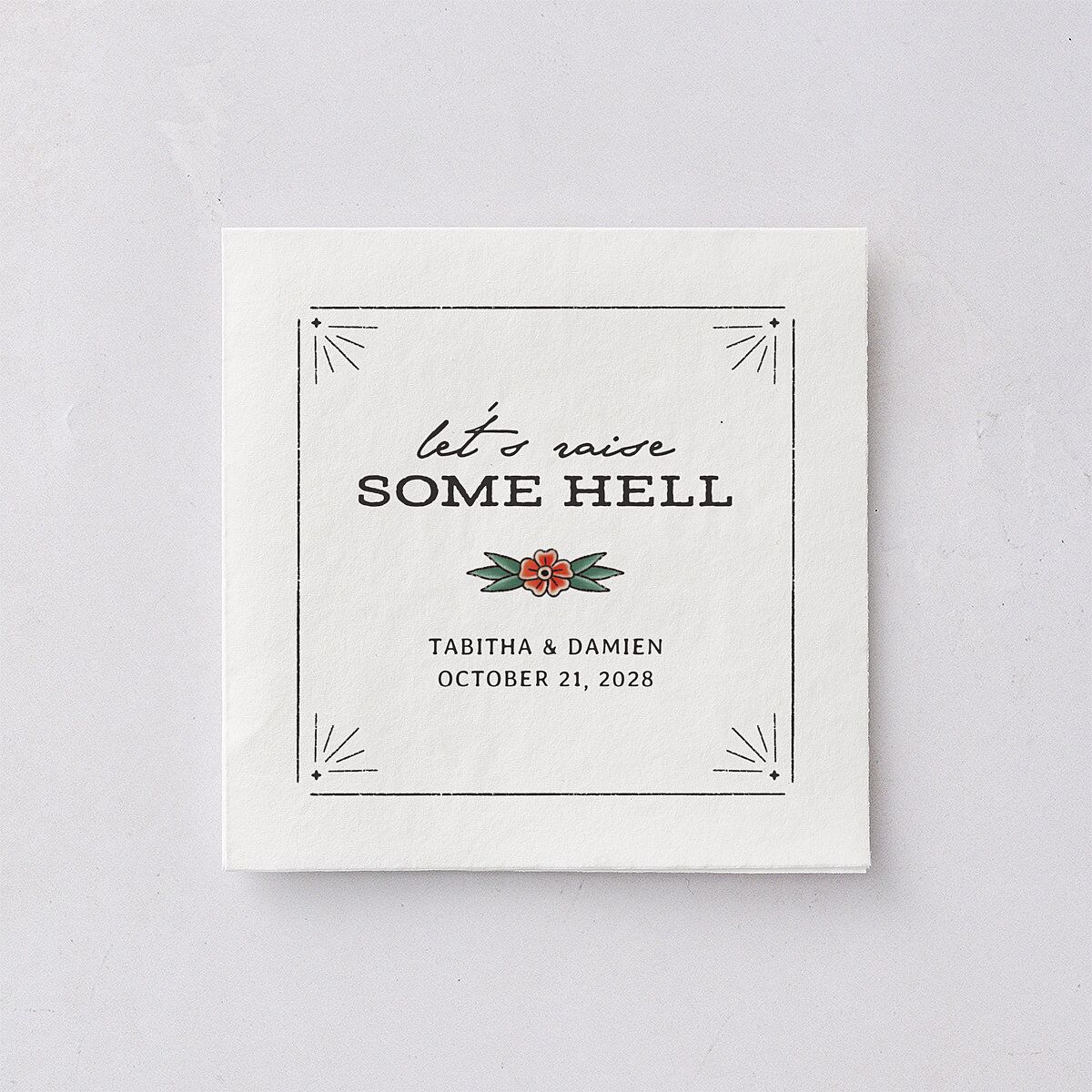 Til Death Tattoos Cocktail Napkins Linen Napkin Uncoined