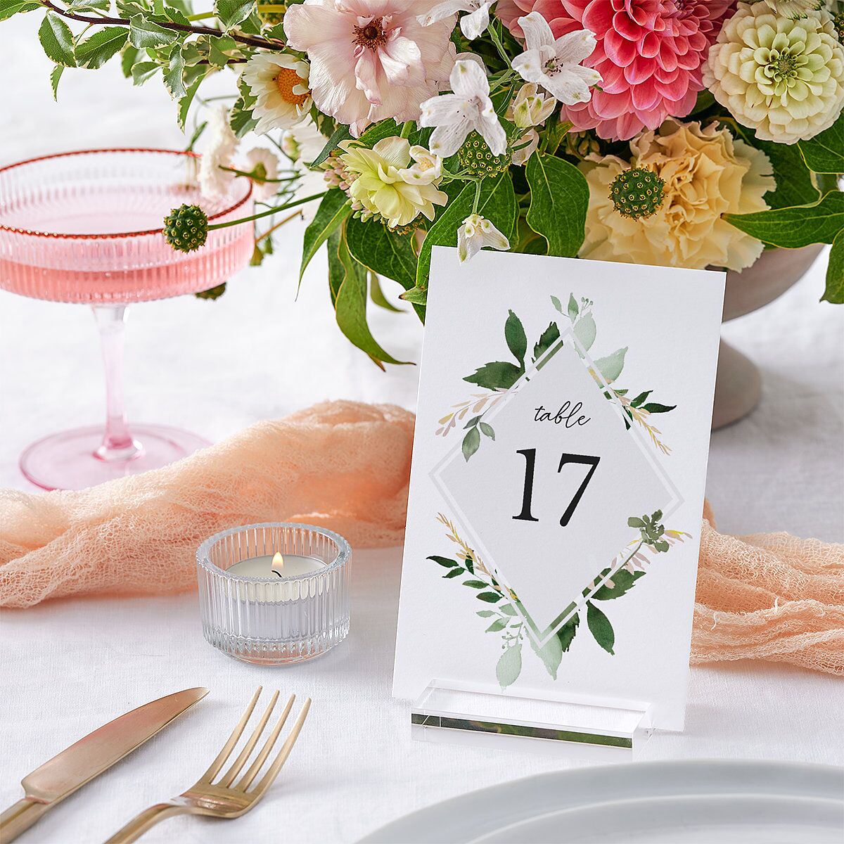 Leafy Frame Table Numbers Hunter Green Signature