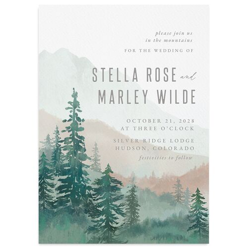 Painted Mountains Wedding Invitations Eucalyptus Signature Blank No Standard