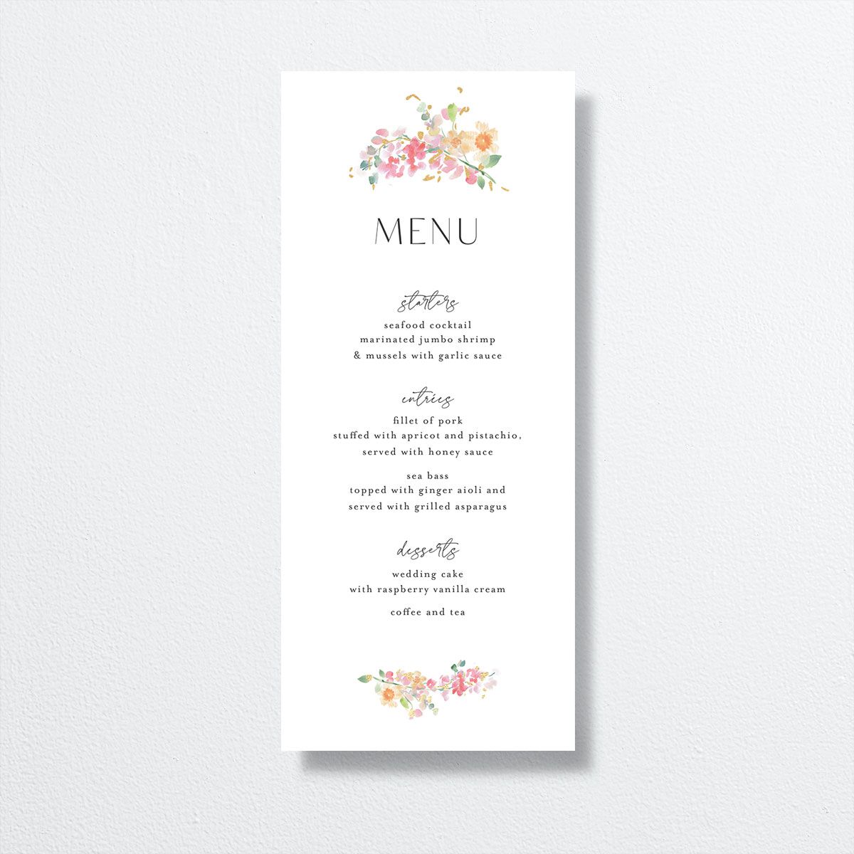 Pastel Arch Menus Gold Pink Cotton Signature