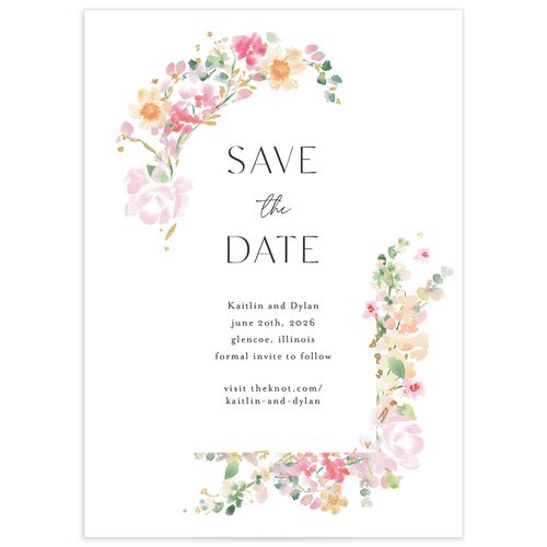 Pastel Arch Save the Date Cards Gold Pink Cotton Signature smooth No