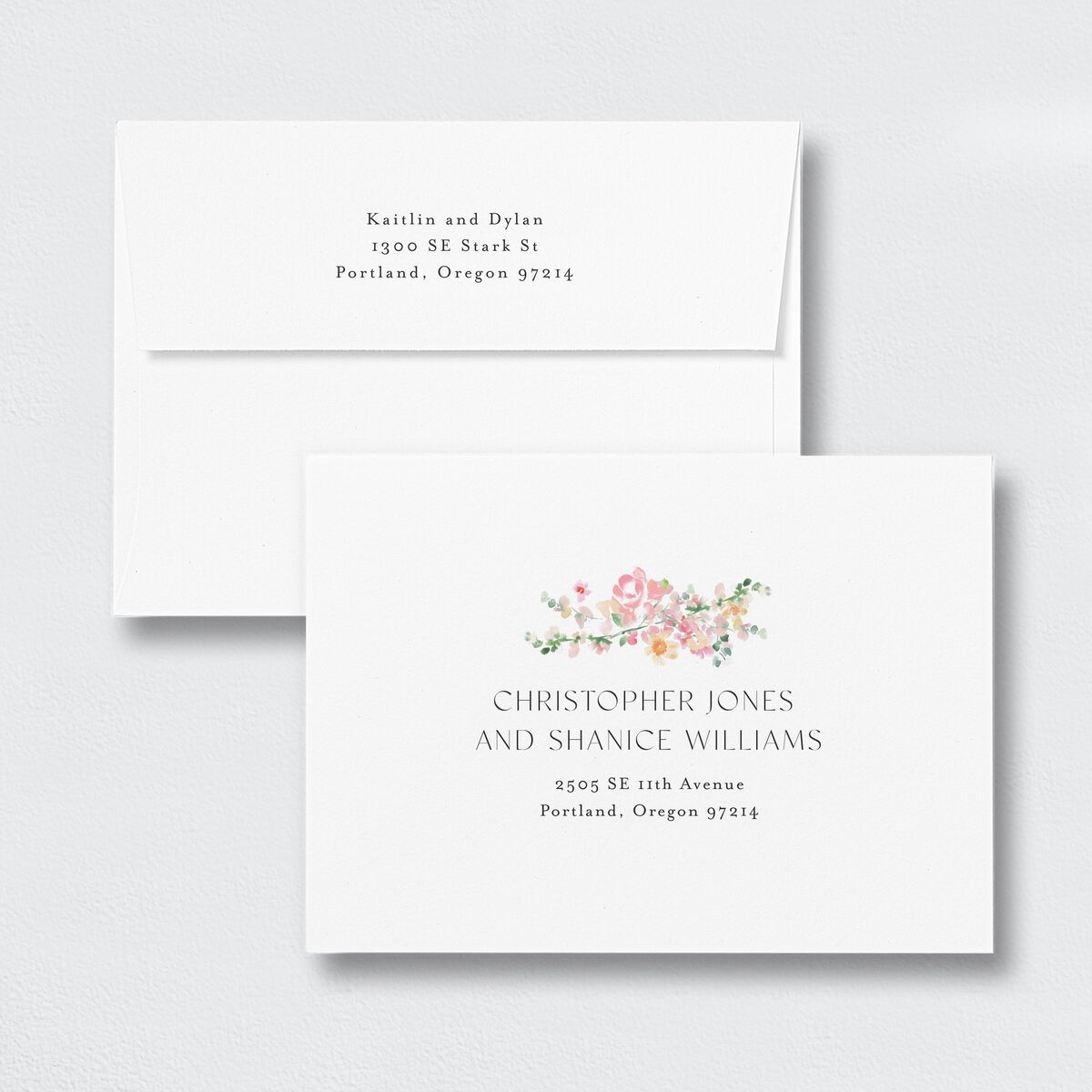 Pastel Arch Save The Date Card Envelopes White Standard Pink Cotton Both Recipient and Return Addresses