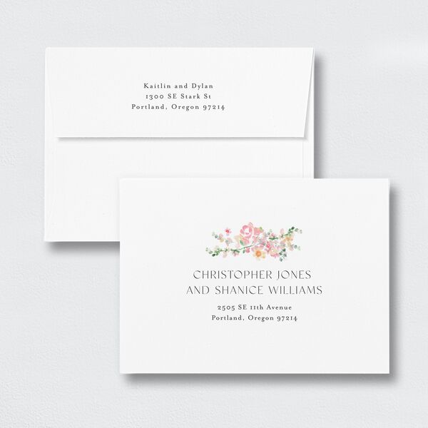 Pastel Arch Save The Date Card Envelopes White Standard Pink Cotton Both Recipient and Return Addresses