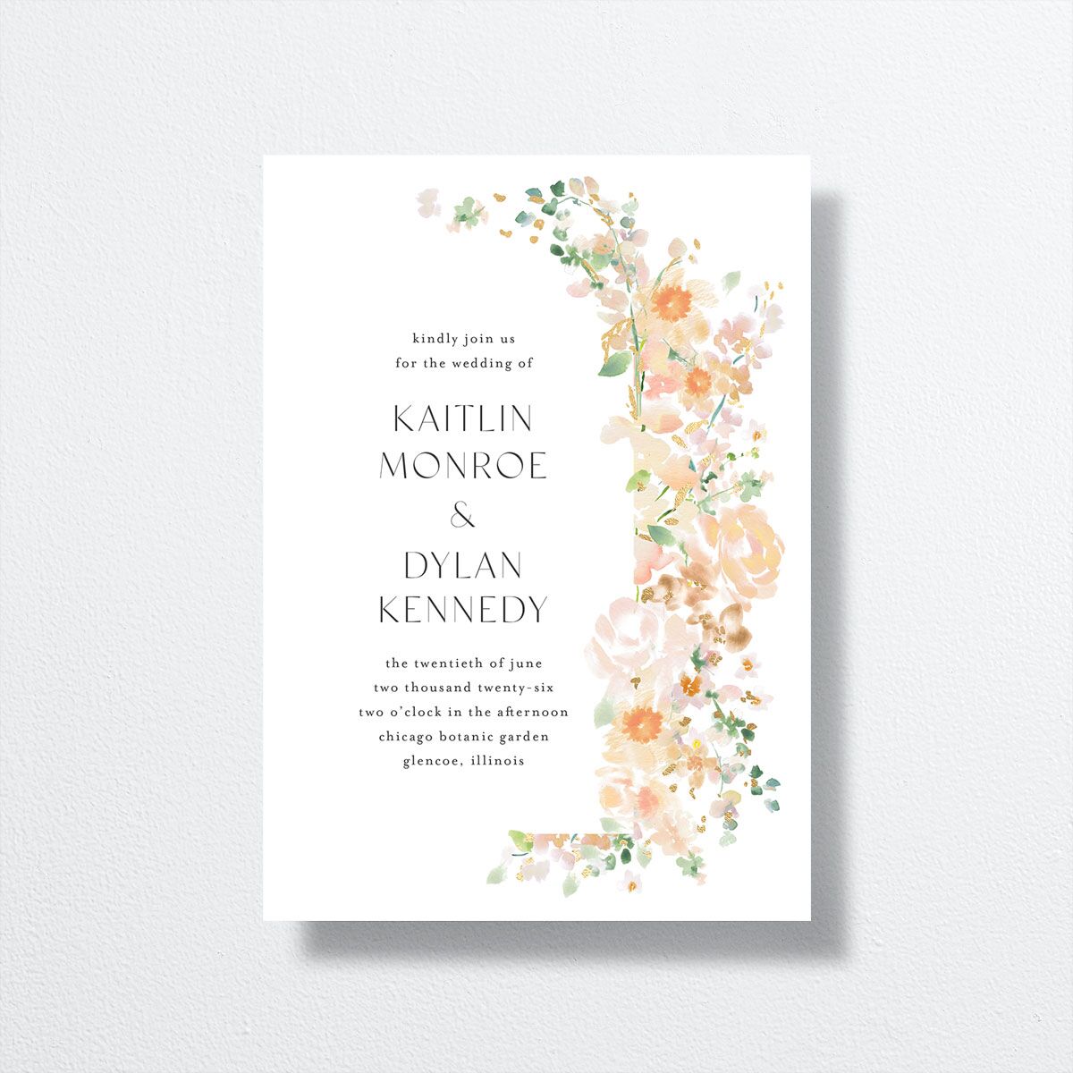 Pastel Arch Wedding Invitations front in orange