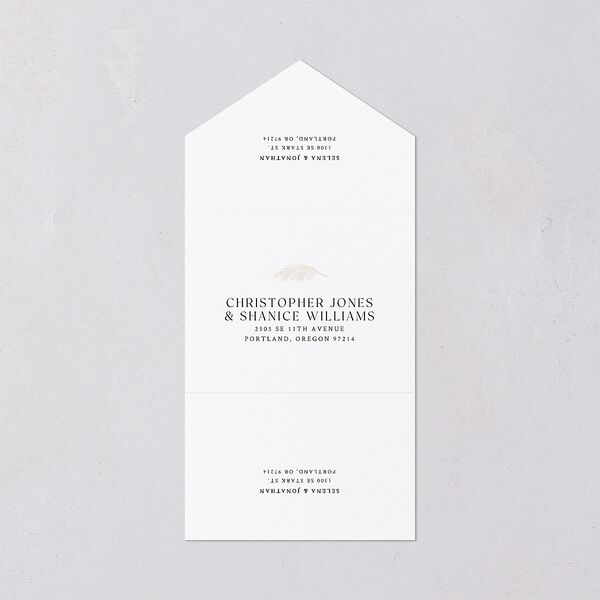 Classic Palm Trees Foil All-in-One Wedding Invitations Pure White Signature Light Both Recipient and Return Addresses No